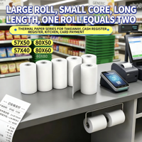 Fabricant de rouleaux de papier pour reçus de guichet automatique bancaire, simple couche, 50 g/m², blanc, certifié ISO9001, à prix compétitif