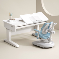 Nouvelle conception moderne de bureau et chaise ergonomiques en bois pour enfants, pour chambre et salon, avec étagère, couleur buff/blanc