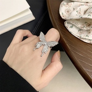 Elegant Gold Plated Jewelry Customized Exaggerated butterfly <b>Rings</b> <b>Opening</b> <b>Ring</b> for Girls - Product Image 2