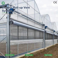 Serre commerciale multi-travées à arche, à faible coût, directement de l'usine, avec ventilation enroulable pour la culture de tomates et de légumes