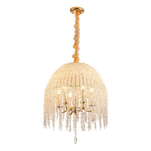 Lampadario in cristallo a 6 luci a sospensione regolabile in altezza <span class=keywords><strong>con</strong></span> <span class=keywords><strong>perline</strong></span> di cristallo a forma di uva - Product Image 5