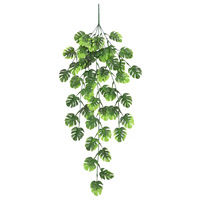 Plante grimpante artificielle de feuilles de Monstera de haute qualité, 69 mailles, fausse verdure pour décoration murale de fond