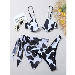 ชุดบิกินี่ 3 ชิ้น ลายเสือดาว แบบมีโครง พร้อมกางเกงในจีสตริง สำหรับผู้หญิง แห้งเร็ว ระบายอากาศได้ดี ผลิตจากผ้าสแปนเด็กซ์/โพลีเอสเตอร์ พร้อมผ้าคลุมตาข่ายทรงสามเหลี่ยมแบบสั่งทำ - Product Image 2