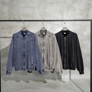 W0138 Fall 450G Heavy Weight Wash Retro Sleeved <b>Jacket</b> Fashion Loose <b>Jacket</b> <b>Men</b> - Product Image 1