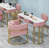Nouvelle arrivée Mobilier de salon de beauté en velours de style moderne Table de manucure pour ongles en marbre PLUS DESIGN