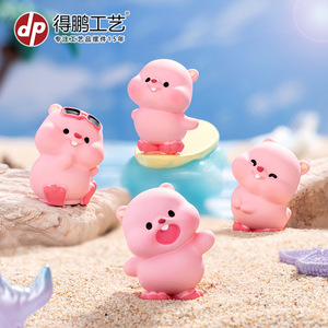 Figurine en résine Dp Pink Beaver, mini décoration de dessin animé pour bureau, voiture, salon - Product Image 1