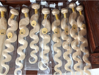 100% cheveux vierges en gros blond russe 613 Bundle, vendeur de cheveux 613 vierges alignés avec des cuticules, extension de cheveux humains blonds 613