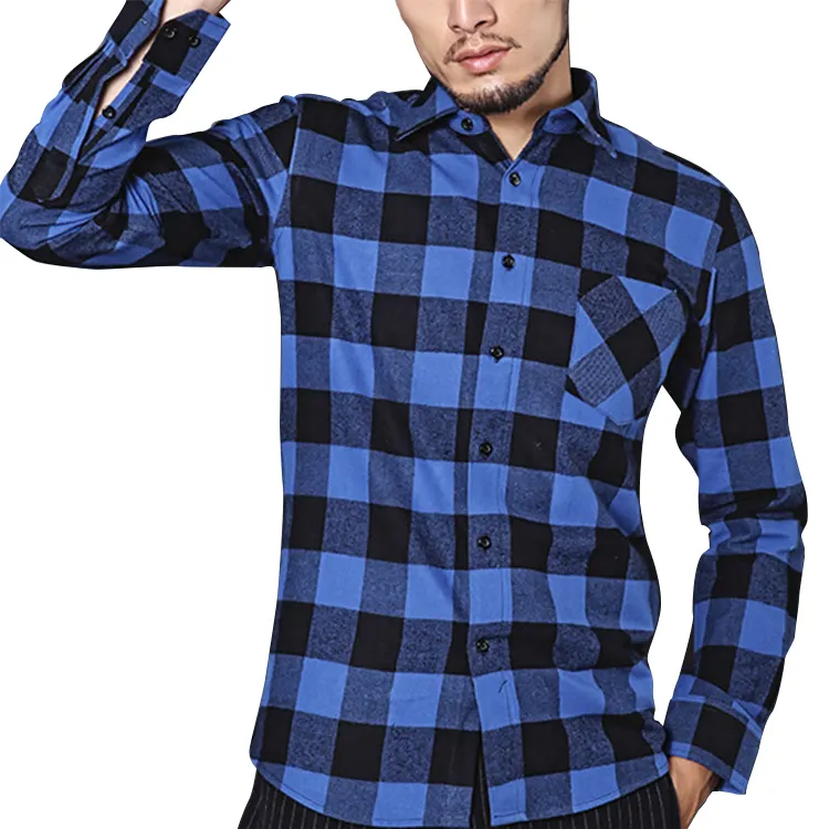 पुरुषों के कपड़े 2023 फ्लैनेल शर्ट कस्टम 100 प्लाड लंबी आस्तीन की शर्ट पहने पुरुषों