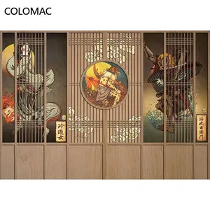 ورق حائط على الطراز الياباني بتصميم مخصص ثلاثي الأبعاد من كولومك, ورق حائط على الطراز الياباني ، يستخدم كديكور منزلي في المطاعم ، ولعبة استشعارية.
