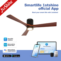 Ventilateur de plafond 1stshine à montage encastré avec pales en bois massif, personnalisable OEM/ODM, moteur DC innovant à économie d'énergie avec lumière LED