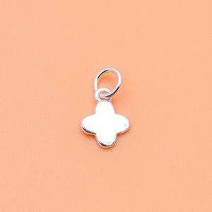 Breloque trèfle à quatre feuilles en argent <span class=keywords><strong>Sterling</strong></span> 925, plaqué or, pendentif trèfle porte-bonheur pour collier, Bracelet, fournitures de fabrication de bijoux - Product Image 5