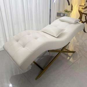 Modern Luxury Velvet Beauty Salon Curved Lash Bed Facial Beauty Massage Table Bed - Product Image 5