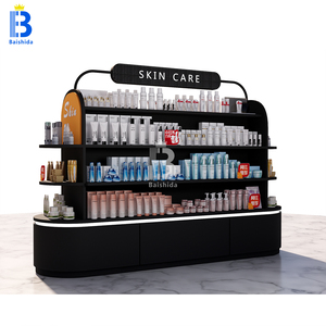 Tùy Chỉnh Thiết Kế Bằng Gỗ Kim Loại Lắp Ráp Chăm Sóc Da Cửa Hàng Vẻ Đẹp Trang Điểm Hiển Thị Trường Hợp Mỹ Phẩm Cửa Hàng Hiển Thị Giá - Product Image 1