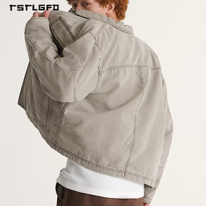 Custom 14oz Distress Wash Heavy Duck Canvas Work <strong>Jacket</strong> Zip up Vintage Worker Detroit <strong>Jacket</strong> Carpenter <strong>Chore</strong> Denim <strong>Jacket</strong> Men - Product Image 2