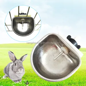 ZB LMR-12 Rodents Hanging Cage Water Bowl Feeding Accessories Fox Farm Stainless Steel Rabbit Drinker