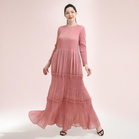 Robe Modeste de Conception à la Mode pour Femmes de Grande Taille Fabrication Personnalisée Robes Plissées Roses Élégantes Lolita Robes Longues Décontractées pour Soirée
