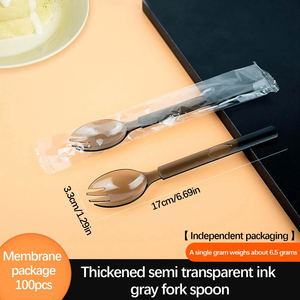 Cuillères et fourchettes jetables écologiques pour la crème glacée - Fournitures de camping et de restauration Biodégradables Sans BPA Sans danger pour les aliments Durables - Product Image 2