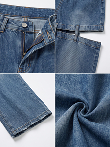 <span class=keywords><strong>Pantaloni</strong></span> Larghi in Denim da Donna con Logo Personalizzato OEM ODM, Etichetta Privata, Colore Indaco Scuro, Produzione all'Ingrosso - Product Image 2