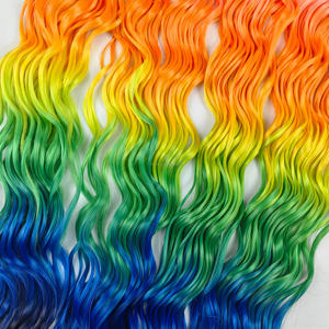Extensiones de Cabello Trenzadas de Onda Profunda de 24 Pulgadas y 100 g, Color Arcoíris Vibrante Multicolor para Cosplay, Festivales y Uso Diario, Onda Profunda Suelta de <span class=keywords><strong>Anna</strong></span> - Product Image 2