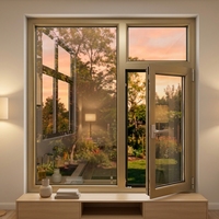 Ventanas Horizontales de Aleación de Aluminio ZF, Doble Vidrio Templado, Aislamiento Acústico, Diseño a Prueba de Viento, Energy Star, para Dormitorio o Villa
