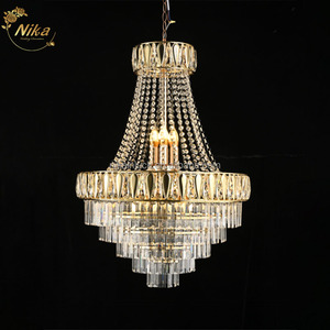 Lampadario NIKA in Metallo Dorato e Cristallo con Supporto per Decorazione Soffitto di Sale Banchetti per Matrimoni ed Eventi - Product Image 2