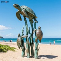 Onlyart Design et Statue d'animaux marins sur mesure Sculpture de tortue de mer en laiton pour les projets publics de bord de mer