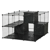 Vente chaude : Cage pliable pratique à 3 niveaux pour petits animaux, lapins, cochons d'Inde, parc de jeu portable en fer pour animaux de compagnie d'intérieur