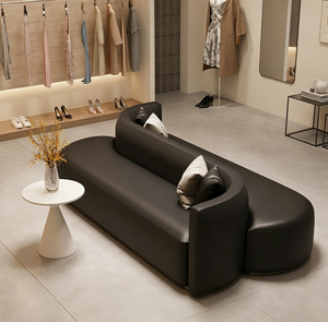 Sofá Curvo Moderno de Dos Lados en Cuero para Sala de Espera, Salón de Belleza, Recepción de Hotel, Edificio de Oficinas - Product Image 4
