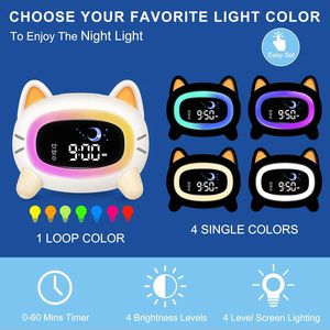 <span class=keywords><strong>เครื่อง</strong></span>ฝึกการนอนหลับนาฬิกาปลุกปลุกแสงพระอาทิตย์ขึ้นสำหรับเด็กนาฬิกาปลุกขนาดเล็กเปลี่ยนสีได้7สีสำหรับตอนกลางคืนมีเสียงสีขาว - Product Image 3