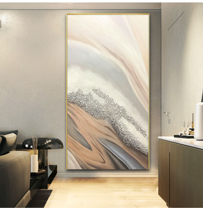 Pinturas Modernas Minimalistas Hechas a Mano <span class=keywords><strong>en</strong></span> 3D con Tonos Tierra sobre Lienzo, <span class=keywords><strong>Pintura</strong></span> al Óleo Abstracta con Textura para Decoración del Hogar - Product Image 6