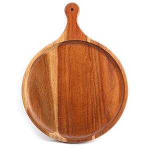 ถาดพิซซ่าไม้ทรงกลมสไตล์ญี่ปุ่น ทำจากไม้กระถินเทศ หนา 2 ซม. สำหรับเสิร์ฟอาหาร ใช้ในครัวเรือน - Product Image 1