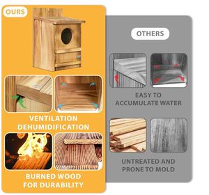 <span class=keywords><strong>Casetta</strong></span> per Gufo Personalizzata, Grande Nido per Uccelli Fatto a Mano in Legno con Apertura Circolare per Esterni, con Trucioli di Legno - Product Image 5