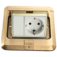 Tomacorriente de Suelo Retráctil de Latón Dorado 16A 4000W, Estándar Francés, Doble Salida de Corriente, Caja de Tomacorriente Eléctrico Impermeable