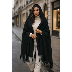 Sciarpa Invernale Lunga Nera Luminos Butik con Nappe Spesse, Morbida e Strutturata per Climi Freddi - sal1257 - Product Image 5
