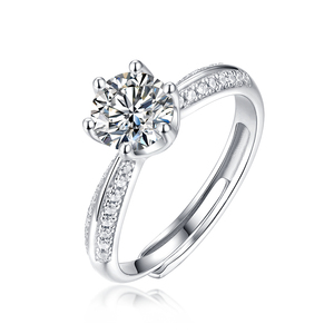 Anillo de compromiso de diamantes de plata esterlina <span class=keywords><strong>Moissanite</strong></span> Eternity para mujer - Product Image 1