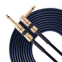 Câble de guitare professionnel en gros pour usine, jack 6,35 mm coudé vers droit, fiche métallique dorée, cordon d'instrument, câble d'ampli personnalisé OEM