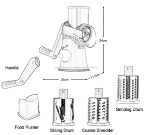 Uso <span class=keywords><strong>en</strong></span> el hogar Mini Manual <span class=keywords><strong>ronda</strong></span> mandolina Slicer de Rotary rallador de queso de nueces vegetales patata - Product Image 4