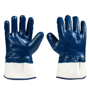 Proveedor de China, venta al por mayor, guantes resistentes de nitrilo con revestimiento azul, guantes de seguridad resistentes al aceite y al gas