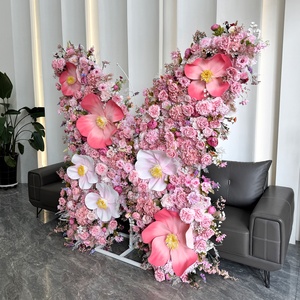 Décoration populaire d'extérieur en fleurs artificielles en soie, arche en forme de papillon pour toile de fond de mariage avec support - Product Image 4
