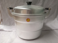 Casserole vapeur en aluminium grande capacité avec deux grilles pour la cuisson vapeur multicouche