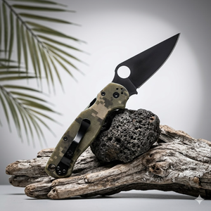 Cuchillo Plegable de Acero Inoxidable MEIJI <span class=keywords><strong>Spyderco</strong></span>, Mango G10, Hoja de 9 cm, Grosor de 3,3 mm, Herramienta para Camping y Bricolaje, OEM Disponible, Multicolor - Product Image 4