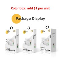 Pengisi Daya 120/65W 5-Port QC2.0 dengan 3 Port USB-A + 2 Port USB-C PD Output 5V 3A 15W Colokan EU/US/UK