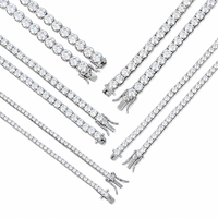 Collier Chaîne Tennis en Argent Sterling 925 et Moissanite 2MM, Bijoux HipHop Scintillants, Teste le Test du Diamant, Cadeau