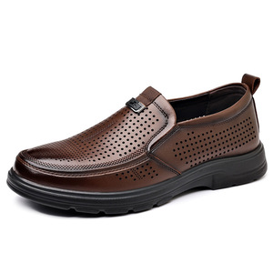 Mocassins en cuir pour hommes à bout rond, à enfiler, avec doublure en maille respirante et semelle extérieure en caoutchouc, chaussures de conduite décontractées pour l'automne - Product Image 5