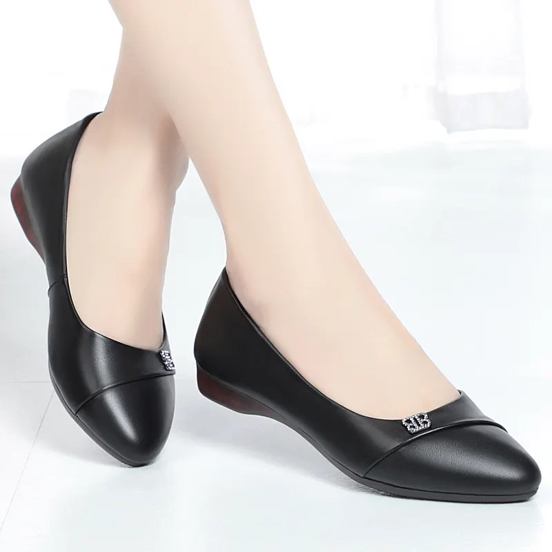 Fashion women flat Shoes simple ladies genuine pointed toes comfortable ballet flats black shoes women flat shoes