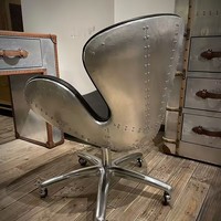 Chaise de bureau industrielle en fer rétro en aluminium avec accoudoirs réglables, chaise pivotante en forme d'œuf, design confortable de bar pour la maison et le bureau