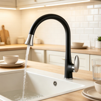 Robinet de lavabo moderne en laiton à poignée unique, finition or brossé, mitigeur eau chaude et froide, montage monotrou