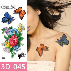 Adesivi per Tatuaggi Realistici a Lunga Durata con Design Floreale Variabile, Tatuaggi 3D a <span class=keywords><strong>Farfalla</strong></span> per Donne - Product Image 5
