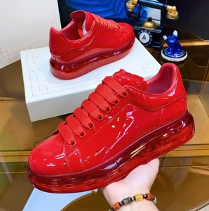 Zapatos casuales de moda para hombre, de alta calidad, de cuero charol de color sólido, con cordones, estilo deportivo elegante, suela gruesa, zapatos para caminar. - Product Image 1