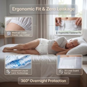 Fabricant en gros de couches pour adultes 1500 ml, haute absorption, jetables, pour l'<span class=keywords><strong>incontinence</strong></span>, de qualité médicale, OEM ODM - Product Image 5